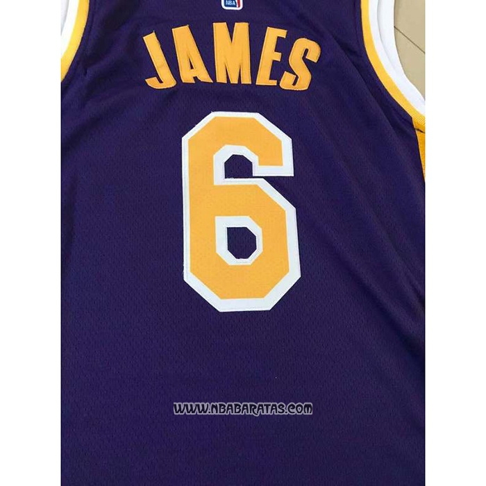 Camiseta Los Angeles Lakers LeBron James #6 Statement 2021-22 Violeta
